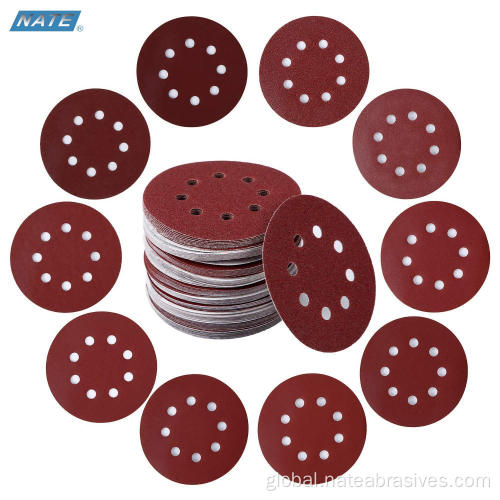 5 Inch 8 Holes Sanding Disc 5Inch 8 Holes Red Aluminum Oxide Abrasive Discs Manufactory